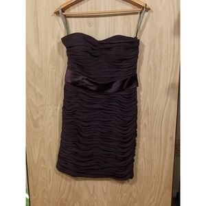 Bill Levkoff Strapless Ruched Formal Dress Purple Chiffon Size 12.